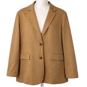 Grace Karin NWT Women Tan Camel Blazer Jacket Two Button Lapel Pockets Size 2XL